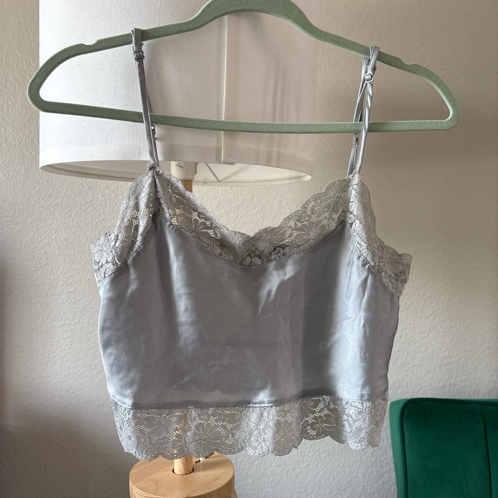 Brandy Melville Light Gray Lacey Cami